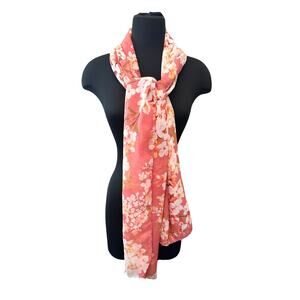 Pink Floral Lightweight Chiffon Scarf Spring Summer Boho Feminine